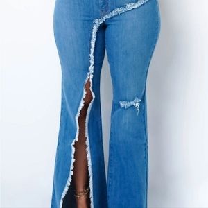 Perforated Flare Jeans